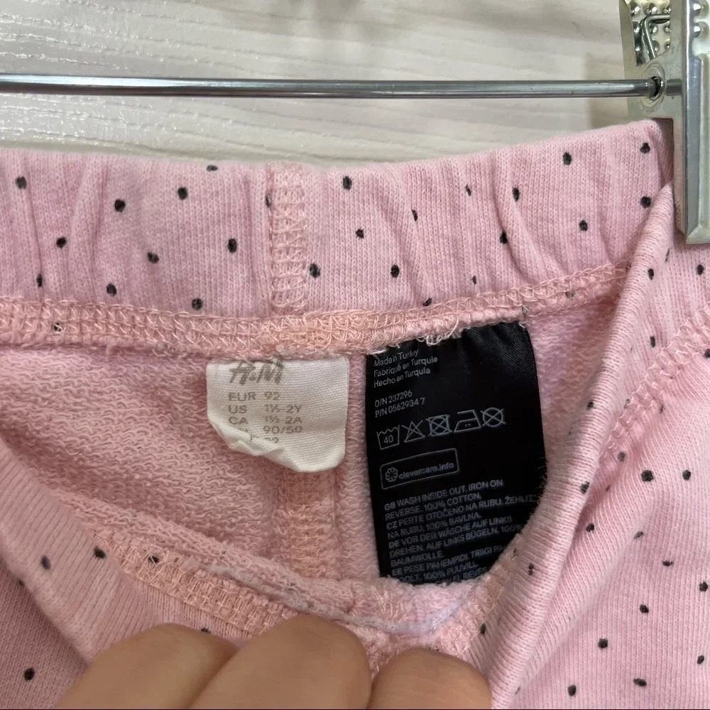 𝅺h&m Girl Light pink dotted lightweight Joggers- Size 1- 2 years - Picture 3 of 5